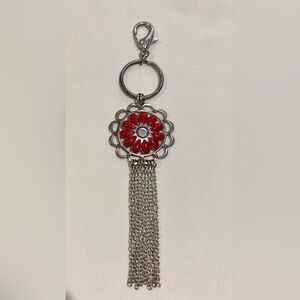 Grace Adele‎ Silver Tone Red Flower Handbag/Keychain Jewelry